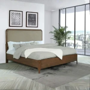 Maderia 57-Inch Walnut Upholstered Bed By Coaster Furniture