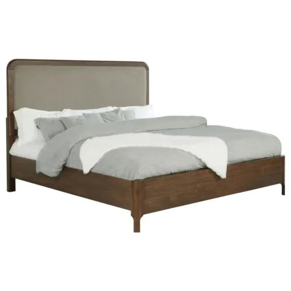 Maderia 57-Inch Walnut Upholstered Bed By Coaster Furniture - Image 2