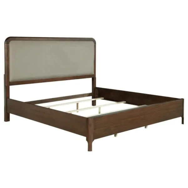 Maderia 57-Inch Walnut Upholstered Bed By Coaster Furniture - Image 3