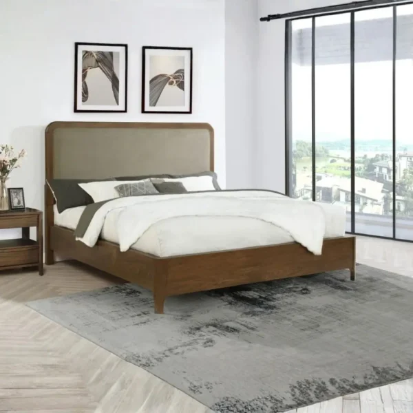 Maderia 57-Inch Walnut Upholstered Bed By Coaster Furniture - Image 8