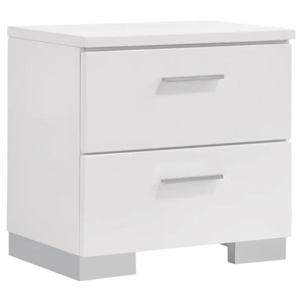 Felicity 2 Drawer White High Gloss Nightstand By Coaster Furniture - Image 2