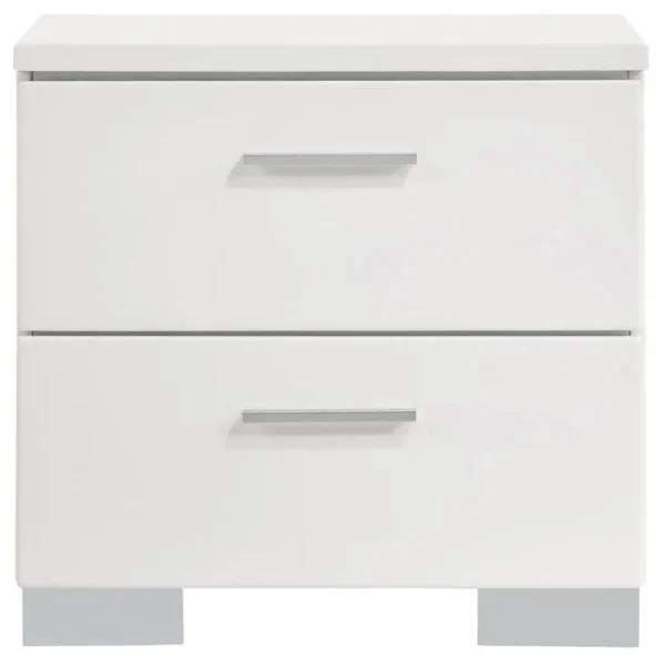 Felicity 2 Drawer White High Gloss Nightstand By Coaster Furniture - Image 3