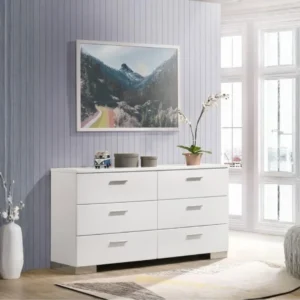Felicity Contemporary Dresser White High Gloss By Coaster Furniture