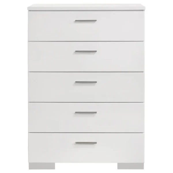 Felicity White High Gloss Bedroom Chest By Coaster Furniture - Image 2