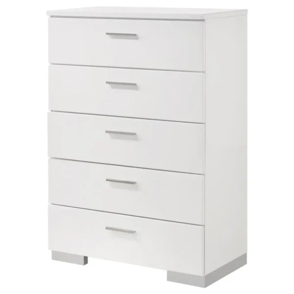 Felicity White High Gloss Bedroom Chest By Coaster Furniture - Image 3