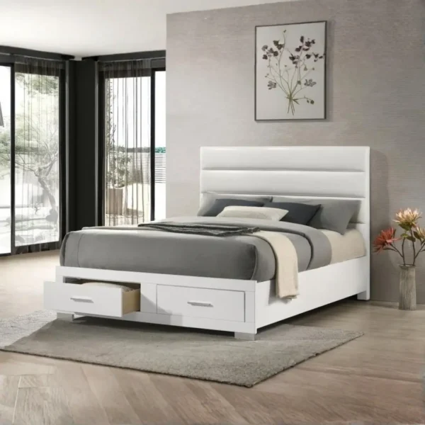 Felicity Leather Upholstered Bed By Coaster Furniture - Image 9