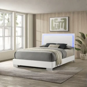 Felicity LED Panel Bed White High Gloss By Coaster Furniture