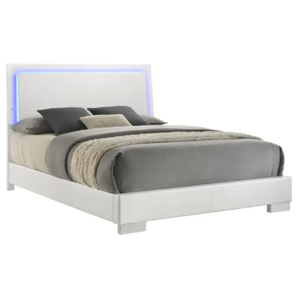 Felicity LED Panel Bed White High Gloss By Coaster Furniture - Image 2