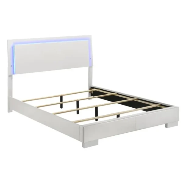 Felicity LED Panel Bed White High Gloss By Coaster Furniture - Image 3