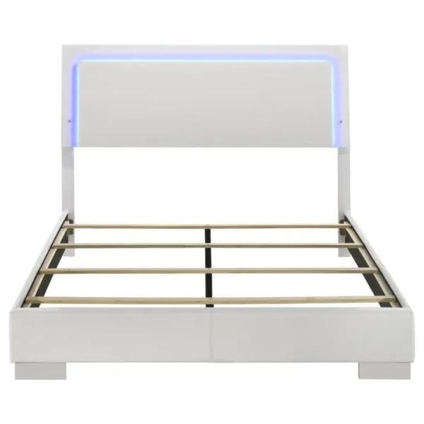 Felicity LED Panel Bed White High Gloss By Coaster Furniture - Image 5