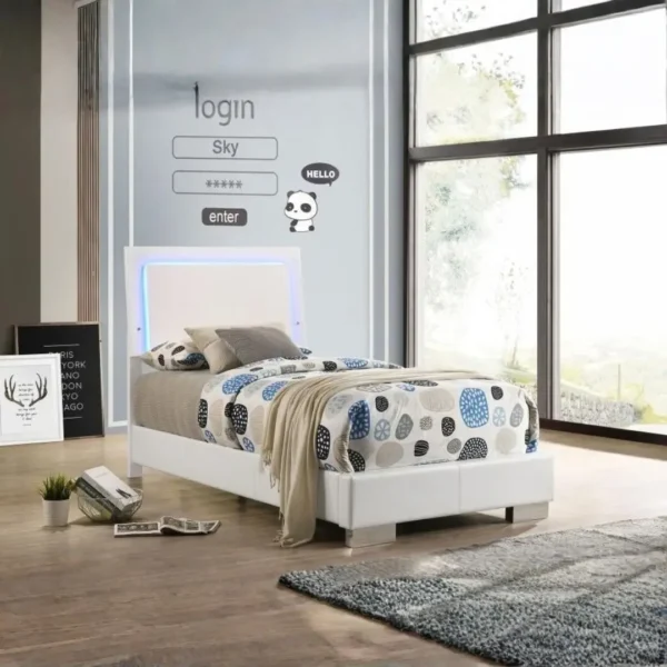 Felicity LED Panel Bed White High Gloss By Coaster Furniture - Image 8