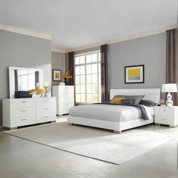 Felicity Bedroom Set White High Gloss By Coaster Furniture - Image 7