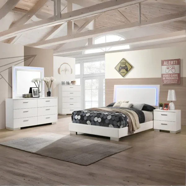 Felicity Bedroom Set White High Gloss By Coaster Furniture - Image 8