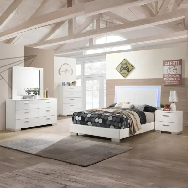 Felicity Bedroom Set White High Gloss By Coaster Furniture - Image 11