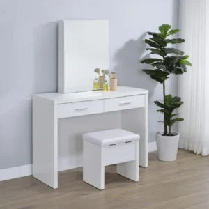 Bunbury White Makeup Vanity Table Set By Coaster Furniture