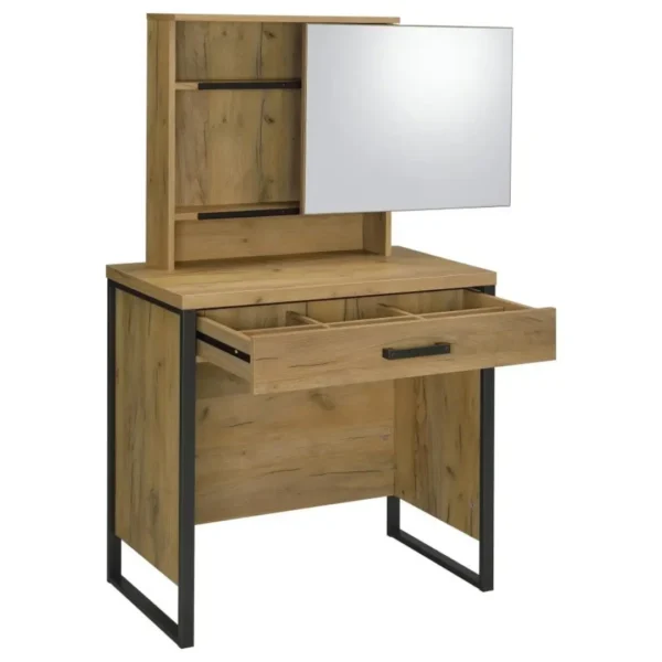 Bettin Vanity Set with Sliding Mirror and Stool By Coaster Furniture - Image 3