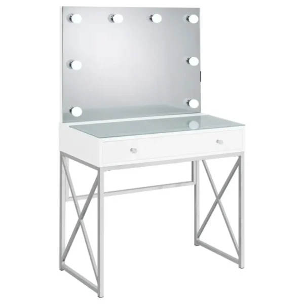 Eliza Contemporary Vanity Set White and Chrome By Coaster Furniture - Image 2