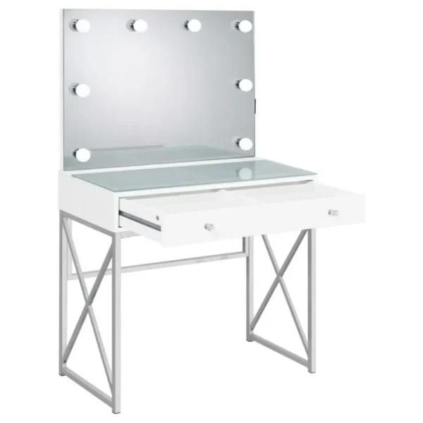 Eliza Contemporary Vanity Set White and Chrome By Coaster Furniture - Image 3