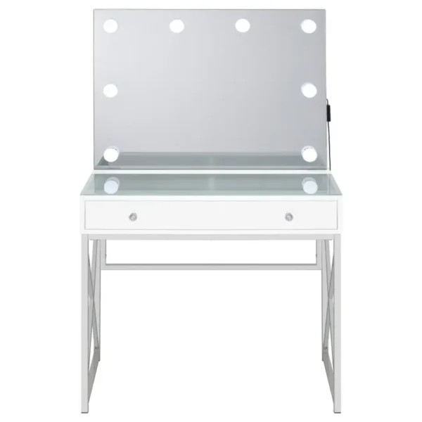 Eliza Contemporary Vanity Set White and Chrome By Coaster Furniture - Image 4