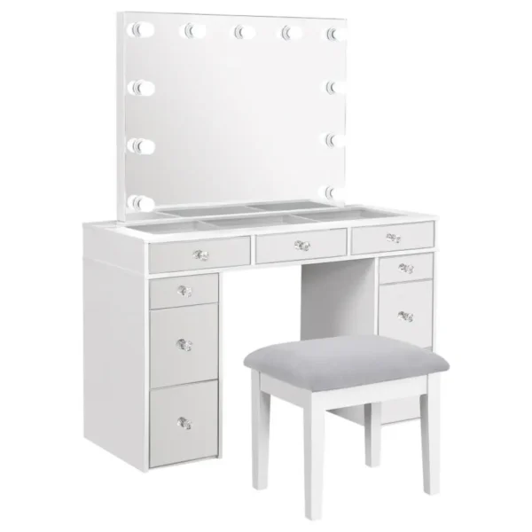 Regina White Makeup Vanity Table Set By Coaster Furniture - Image 2