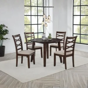 Barton Dark Brown Dining Table Set for 4 By Coaster Furniture