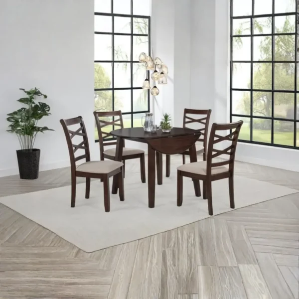 Barton Dark Brown Dining Table Set for 4 By Coaster Furniture - Image 2