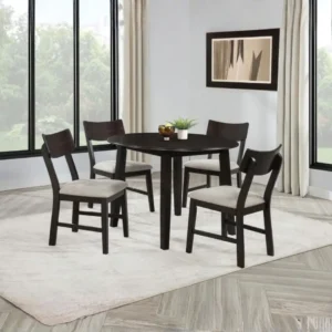 Catley 5 Piece Round Dining Set with Leaf By Coaster Furniture
