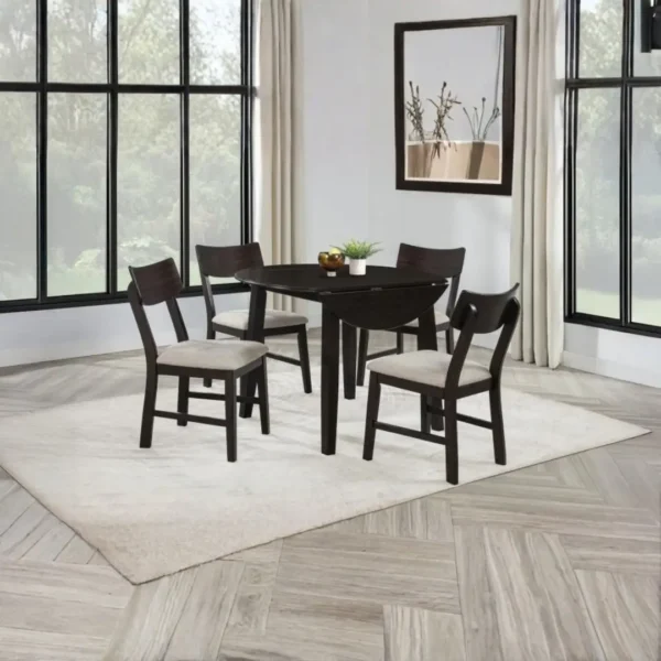 Catley 5 Piece Round Dining Set with Leaf By Coaster Furniture - Image 9