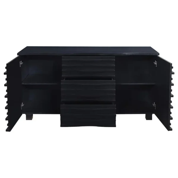 Stanton 3 Drawer Black Sideboard Buffet By Coaster Furniture - Image 3