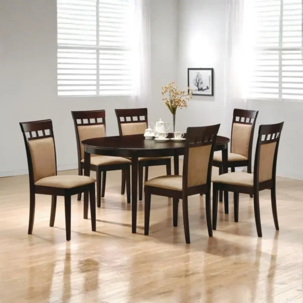 Gabriel Wooden Dining Room Set in Cappuccino By Coaster Furniture - Image 17