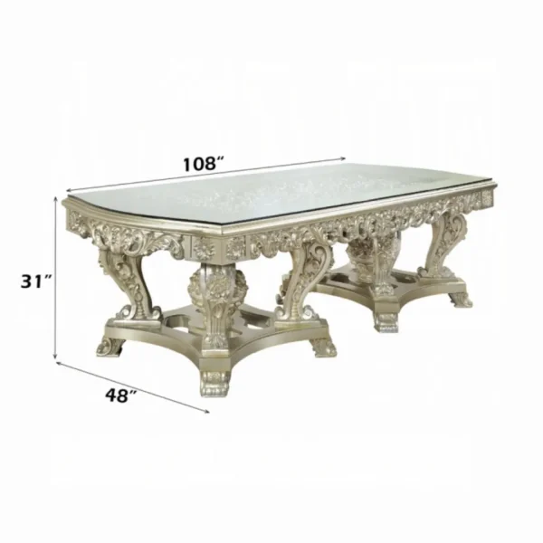 Sorina 7 PC Antique Gold Dining Table Set by ACME - Image 5