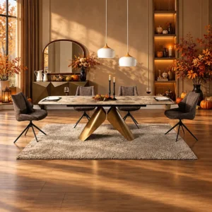 Malika Copper Dining Set with 6 Chairs by ACME