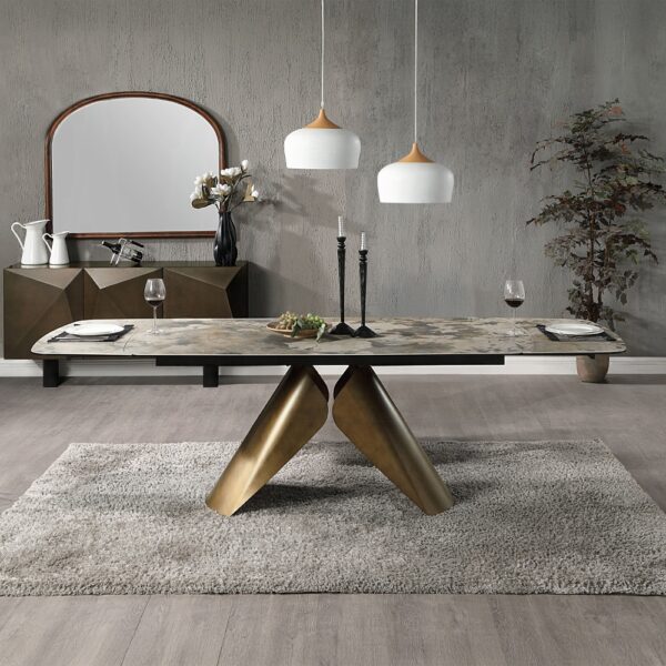 Malika Copper Dining Set with 6 Chairs by ACME - Image 2