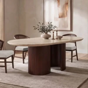 Narvik Oval Marble Top Dining Table By Furniture of America