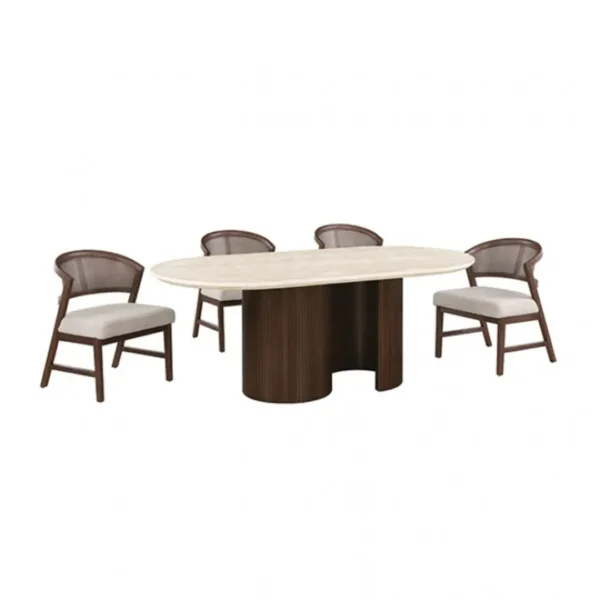 Narvik Oval Marble Top Dining Table By Furniture of America - Image 3