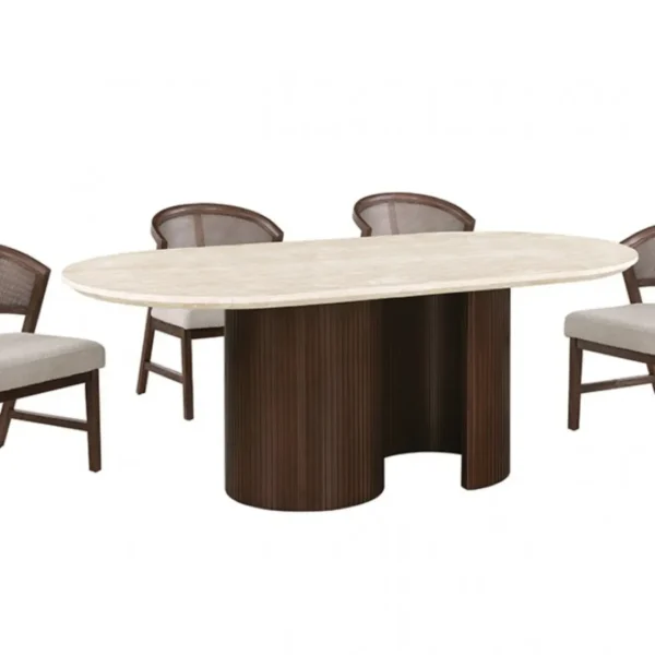 Narvik Oval Marble Top Dining Table By Furniture of America - Image 4