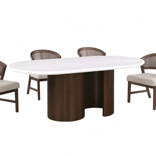 Narvik Oval Marble Top Dining Table By Furniture of America - Image 9