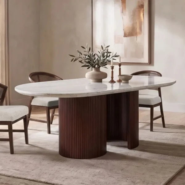 Narvik Oval Marble Top Dining Table By Furniture of America - Image 11