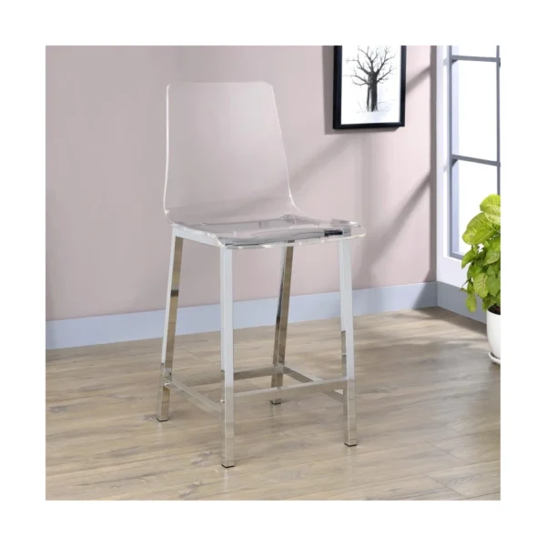 Juelia Chrome Acrylic Counter Chair Set By Coaster - Image 2