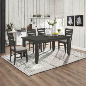 Dalila 5 Piece Dining Set with Dark Gray Rectangular Table and Four Ladder Back Chairs