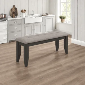Dalila Dark Gray Dining Bench with Button Tufted Upholstered Seat