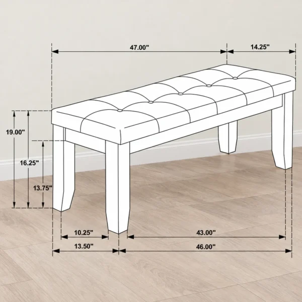 Dalila Dark Gray Dining Bench By Coaster - Image 9