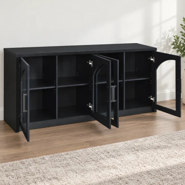Riva Black Glass Door Sideboard By Coaster - Image 3