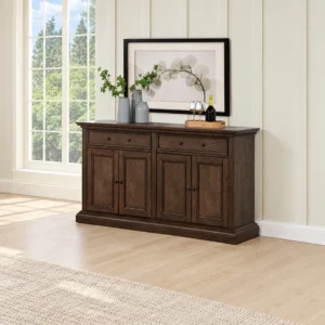 Ridgewell Brown Dining Server with Two Drawers and Four Paneled Cabinet Doors