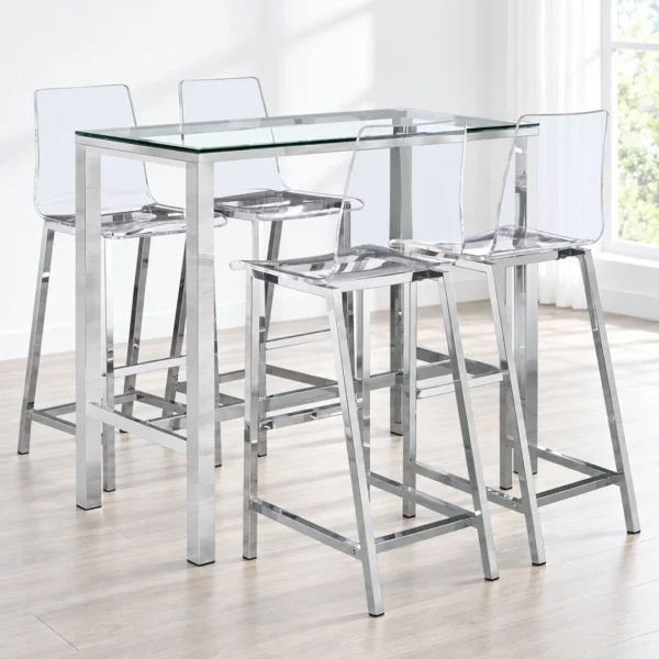 Tolbert Chrome Bar Table Set By Coaster - Image 2