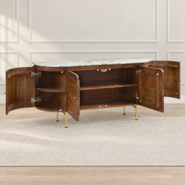 Ortega Brown Marble Sideboard By Coaster Furniture - Image 3