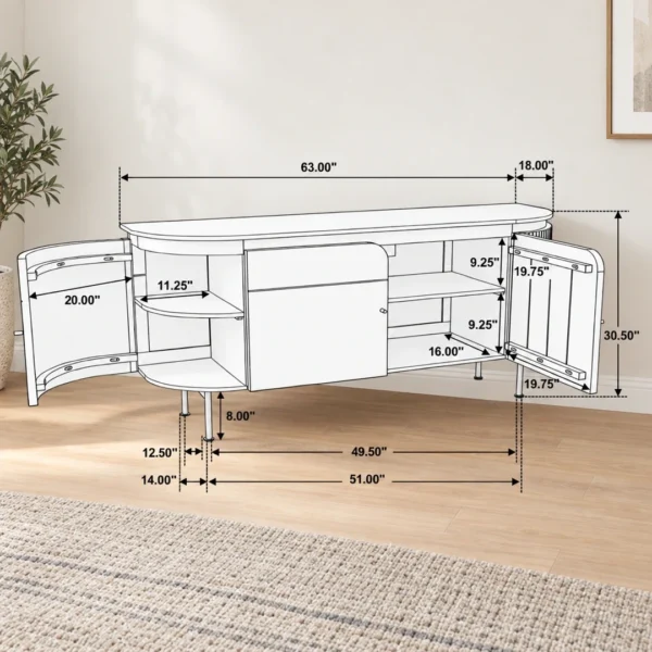 Ortega Brown Marble Sideboard By Coaster Furniture - Image 13