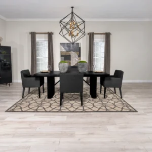 Catherine 5 Piece Dining Set with Black Table and Four Gray Chairs