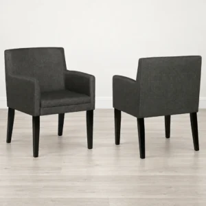 Catherine Gray Dining Arm Chairs by Coaster Furniture with Upholstered Arms and Black Legs