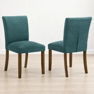 Paxton Blue Dining Chairs Set of 2 with Brown Wood Legs